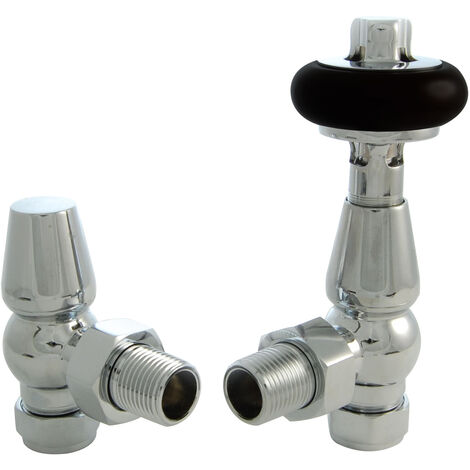 Warmehaus Chelsea Traditional Angled TRV Thermostatic Radiator Valves Chrome