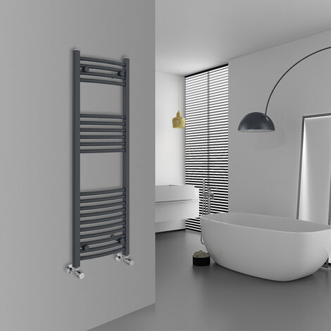 WarmeHaus Curved Anthracite Bathroom Ladder Radiator 1200x400mm