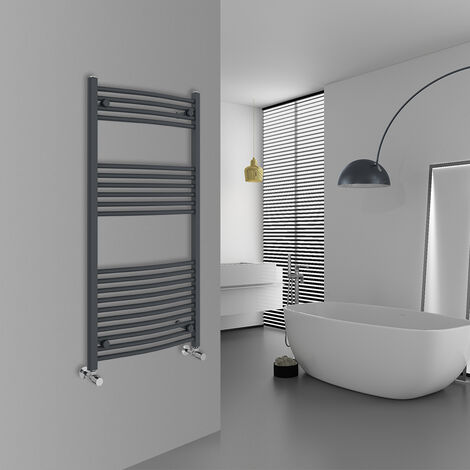WarmeHaus Curved Anthracite Bathroom Ladder Radiator 1200x600mm