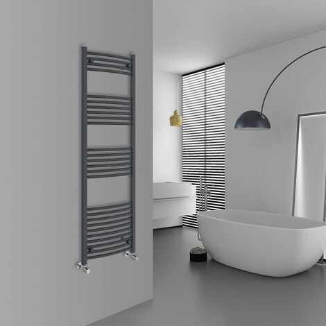 WarmeHaus Curved Anthracite Bathroom Ladder Radiator 1600x500mm