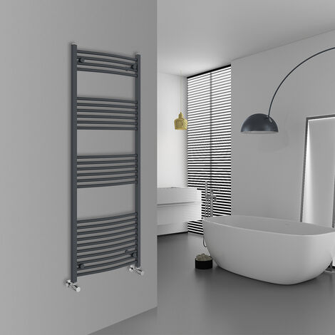 WarmeHaus Curved Anthracite Bathroom Ladder Radiator 1600x600mm