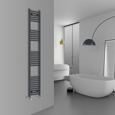 WarmeHaus Curved Anthracite Bathroom Ladder Radiator 1800x300mm