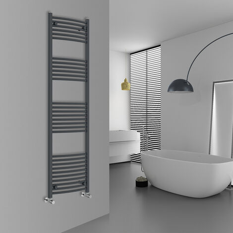 WarmeHaus Curved Anthracite Bathroom Ladder Radiator 1800x500mm