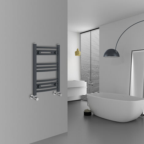 WarmeHaus Curved Anthracite Bathroom Ladder Radiator 600x400mm