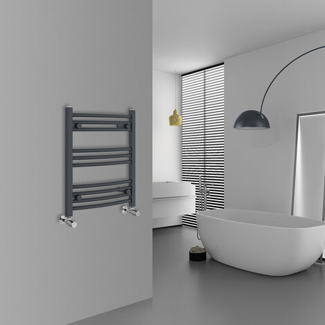 WarmeHaus Curved Anthracite Bathroom Ladder Radiator 600x500mm