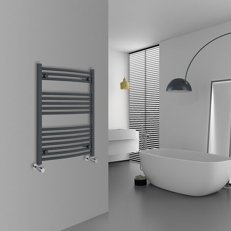 WarmeHaus Curved Anthracite Bathroom Ladder Radiator 800x600mm