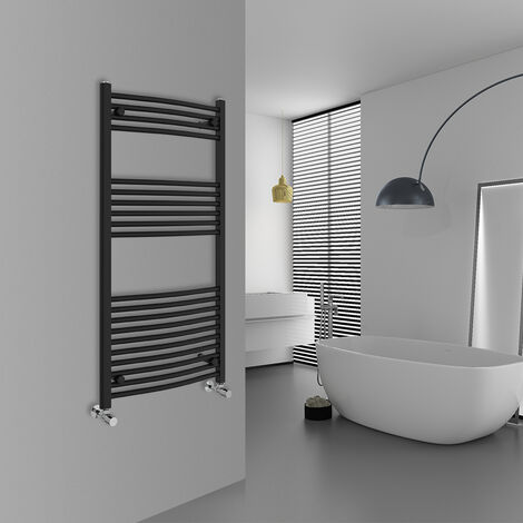 WarmeHaus Curved Black Bathroom Ladder Radiator 1200x600mm