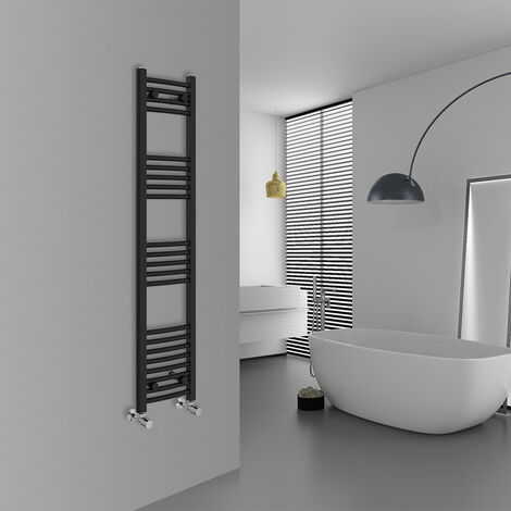 WarmeHaus Curved Black Bathroom Ladder Radiator 1400x300mm