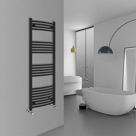 WarmeHaus Curved Black Bathroom Ladder Radiator 1400x500mm