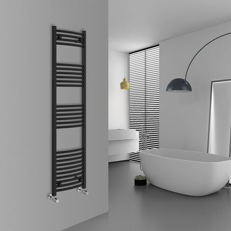 WarmeHaus Curved Black Bathroom Ladder Radiator 1600x400mm