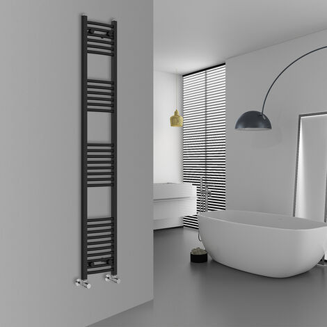 WarmeHaus Curved Black Bathroom Ladder Radiator 1800x300mm