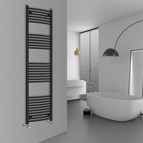 WarmeHaus Curved Black Bathroom Ladder Radiator 1800x500mm