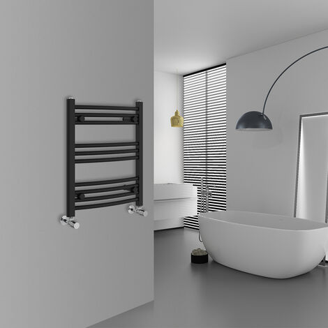 WarmeHaus Curved Black Bathroom Ladder Radiator 600x500mm