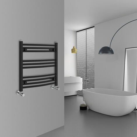 WarmeHaus Curved Black Bathroom Ladder Radiator 600x600mm