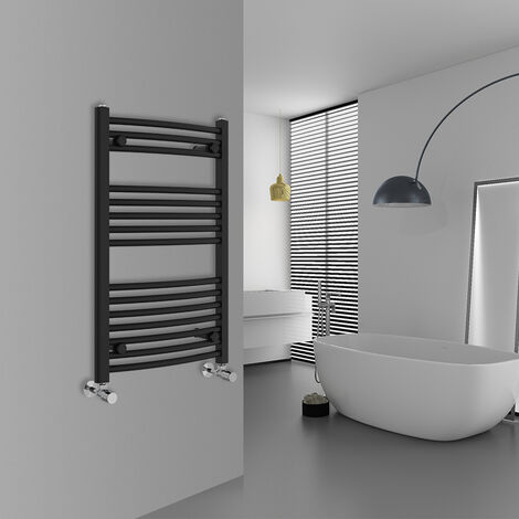 WarmeHaus Curved Black Bathroom Ladder Radiator 800x500mm