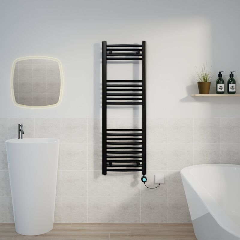 Image of Curved Towel Rail Thermostatic Timer Black&hellip;
