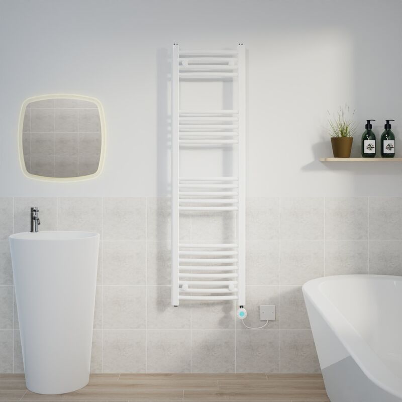 Image of Curved Towel Rail Thermostatic Timer White&hellip;