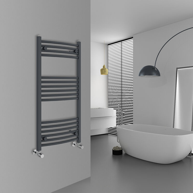 Image of Warmehaus - Curved Anthracite Bathroom Ladder&hellip;