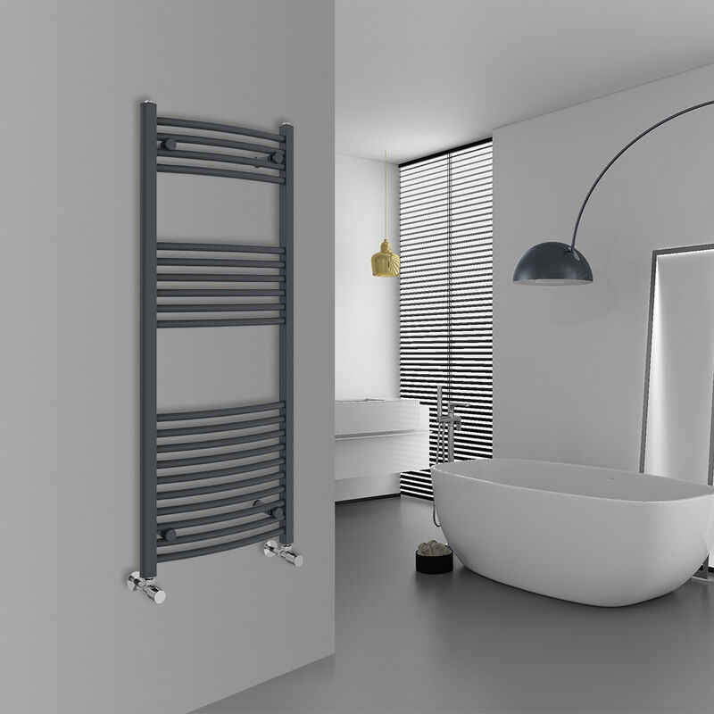 Image of Warmehaus - Curved Anthracite Bathroom Ladder&hellip;