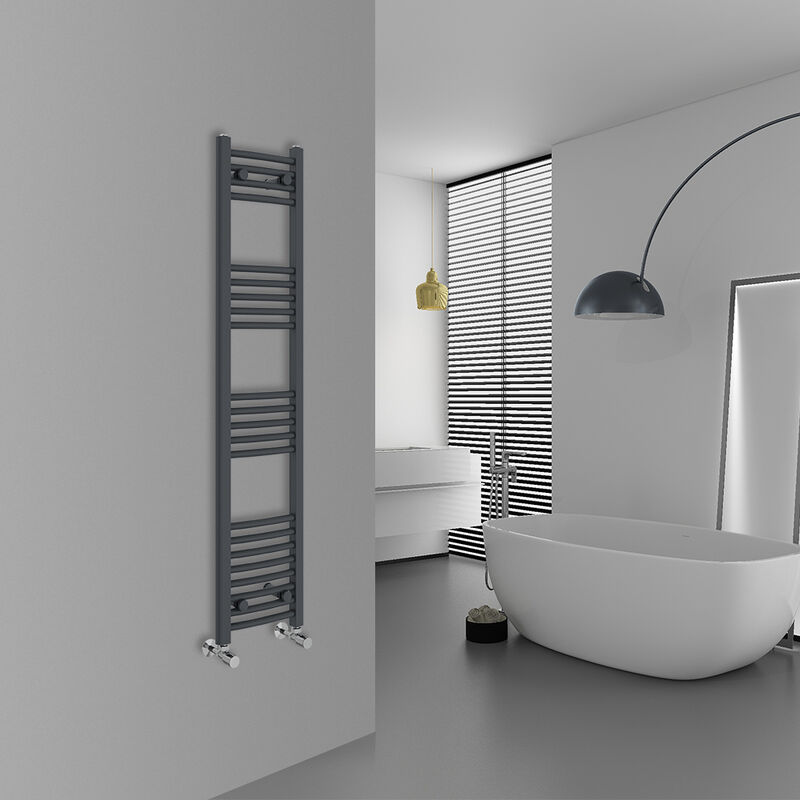 Image of WarmeHaus Curved Anthracite Bathroom Ladder Radiator&hellip;