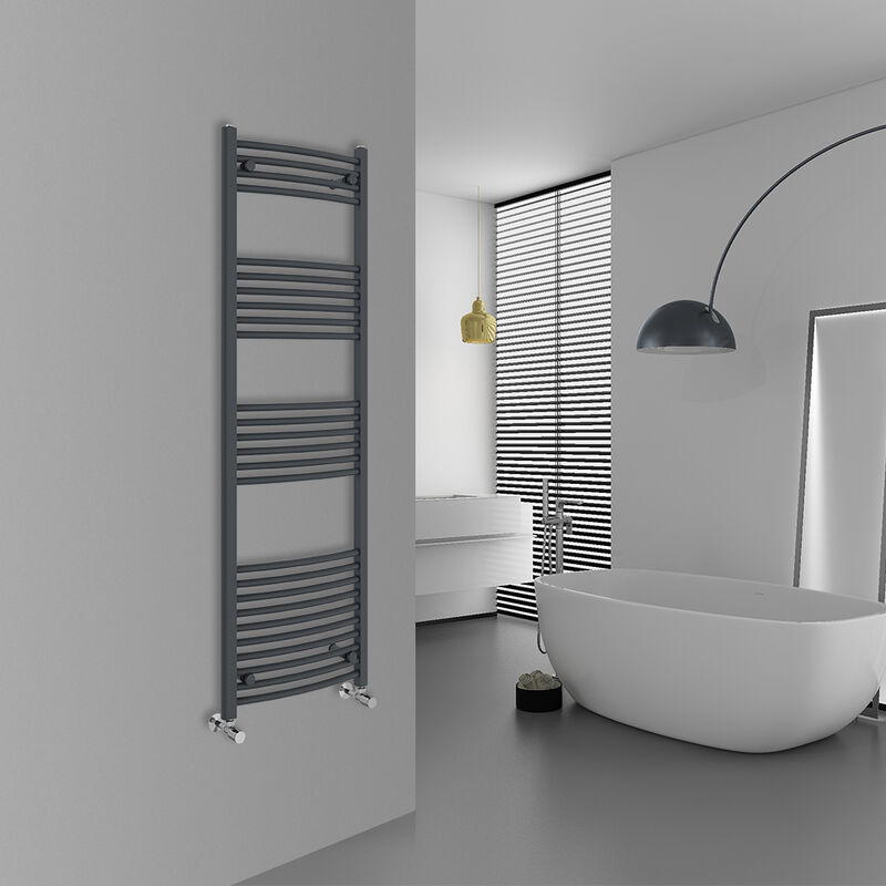 Image of Warmehaus - Curved Anthracite Bathroom Ladder&hellip;