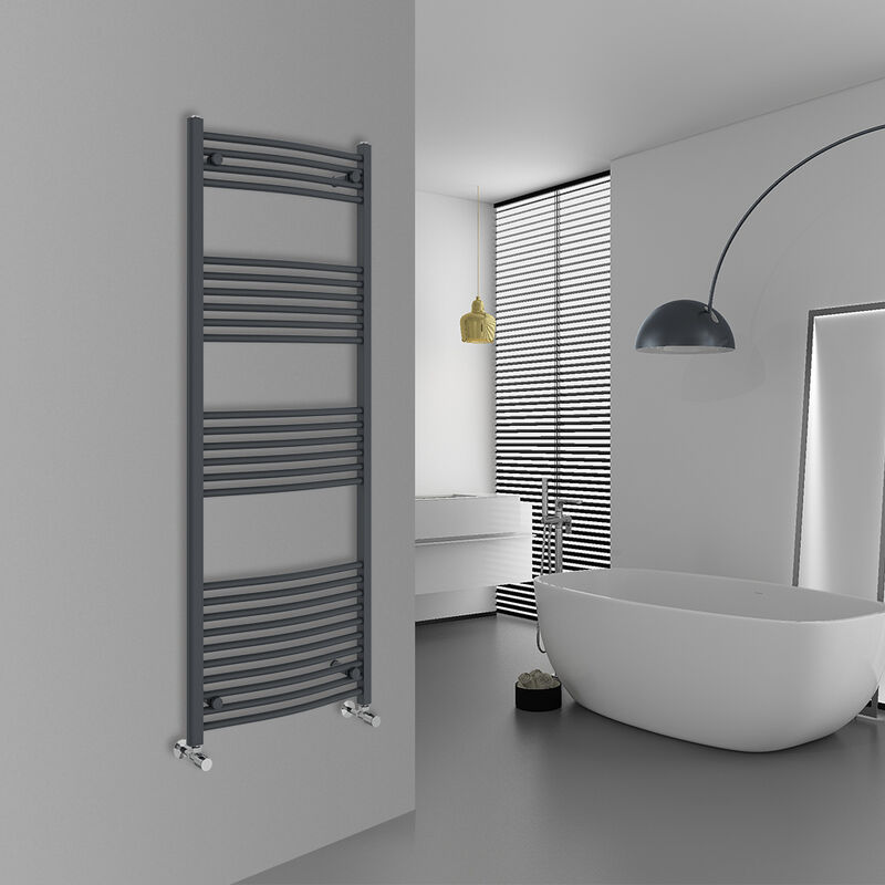 Image of Warmehaus - Curved Anthracite Bathroom Ladder&hellip;