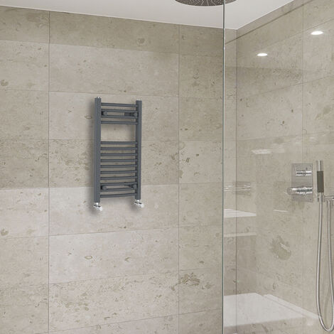 WarmeHaus Curved Heated Towel Rail Anthracite Grey 700x400mm