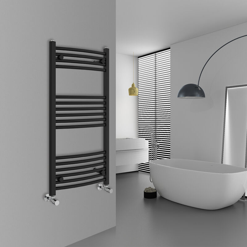Image of Curved Black Bathroom Ladder Radiator 1000x500mm&hellip;