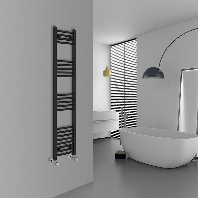 Image of WarmeHaus Curved Black Bathroom Ladder Radiator&hellip;