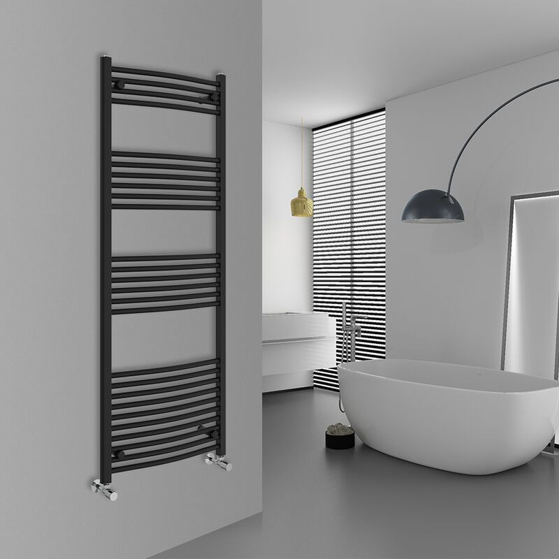 Image of WarmeHaus Curved Black Bathroom Ladder Radiator&hellip;