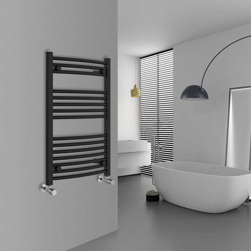 Image of WarmeHaus Curved Black Bathroom Ladder Radiator&hellip;