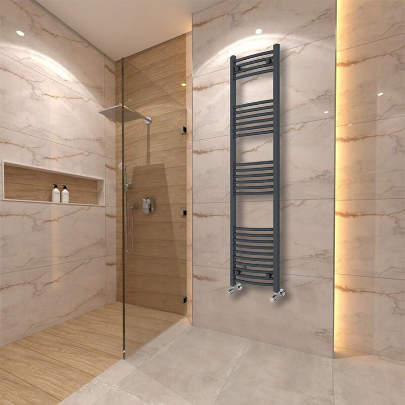 Image of WarmeHaus Curved Heated Towel Rail Anthracite&hellip;