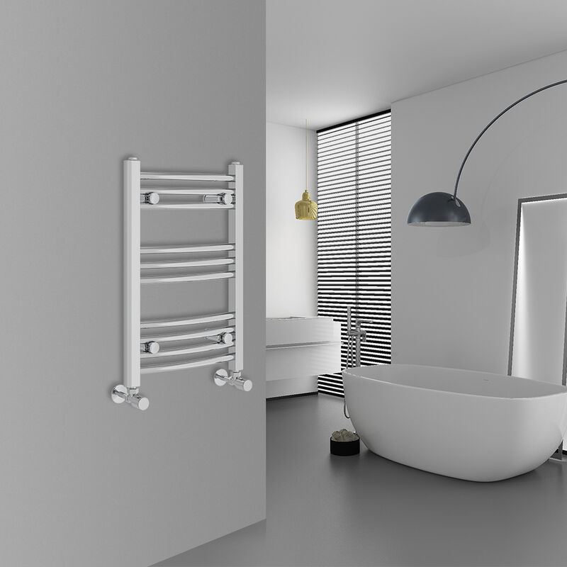 Image of Curved Chrome Bathroom Ladder Radiator 600x400mm&hellip;
