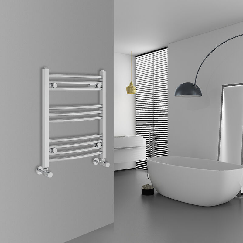 Image of Curved Chrome Bathroom Ladder Radiator 600x500mm&hellip;