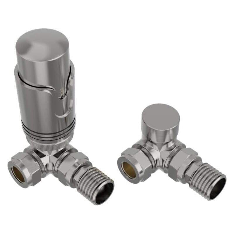 Image of Corner Thermostatic Radiator Valve Pack Satin&hellip;
