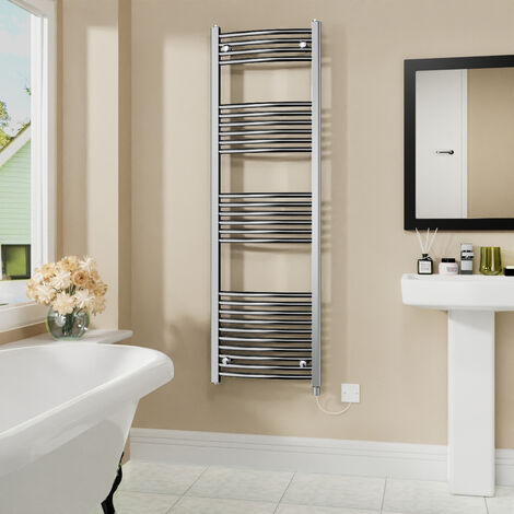 WarmeHaus Electric Curved Bathroom Radiator Chrome 1600x500mm