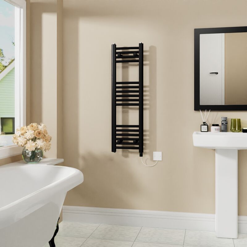Image of WarmeHaus Electric Curved Bathroom Radiator Black&hellip;