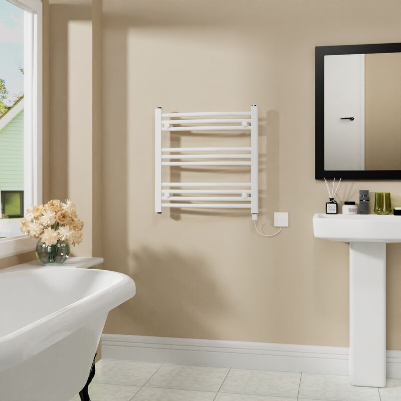 Image of WarmeHaus Electric Curved Bathroom Radiator White&hellip;