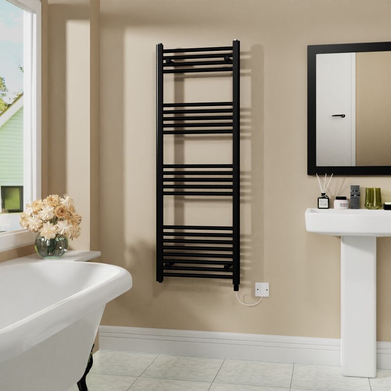 Image of Electric Bathroom Radiator Straight Black 1400x500mm&hellip;