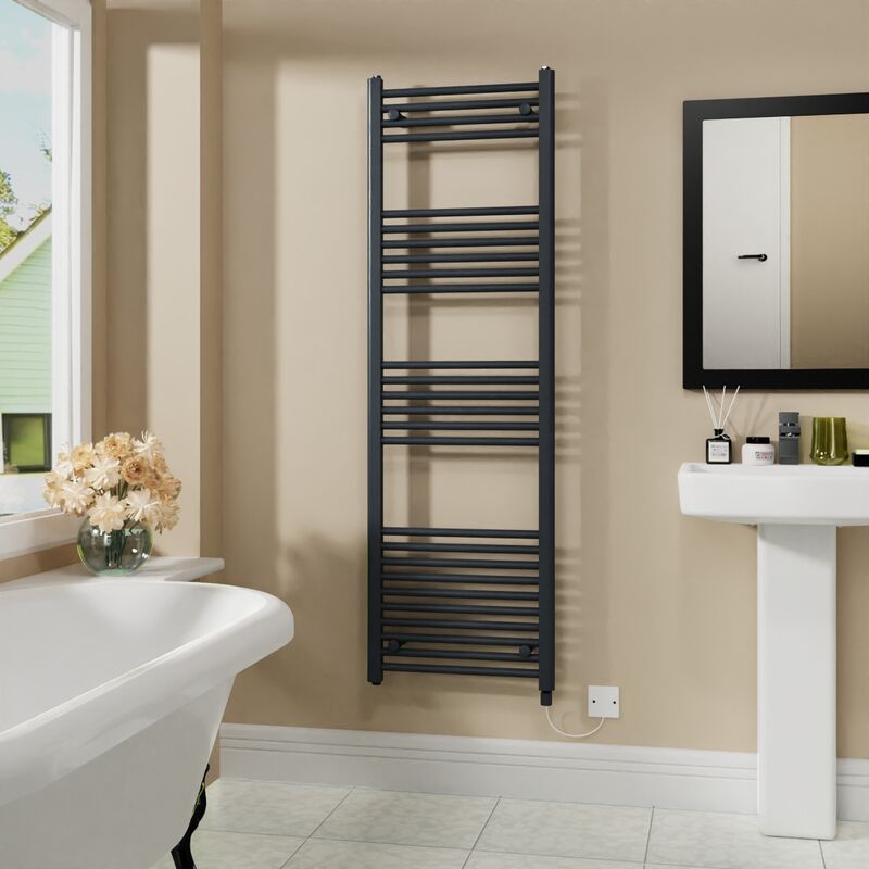 Image of Electric Bathroom Radiator Straight Anthracite 1600x500mm&hellip;