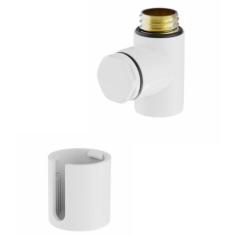 WarmeHaus Electric Heating Element Cover Cap & T Piece with End Plug for Bathroom Heated Towel Rail Radiator White