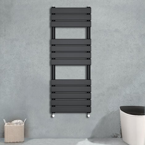 WarmeHaus Flat Panel Anthracite Bathroom Heated Towel Rail Ladder Radiator Warmer 1200x450mm