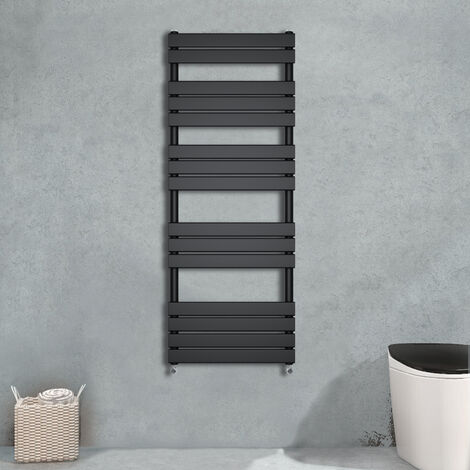 WarmeHaus Flat Panel Anthracite Bathroom Heated Towel Rail Ladder Radiator Warmer 1600x450mm