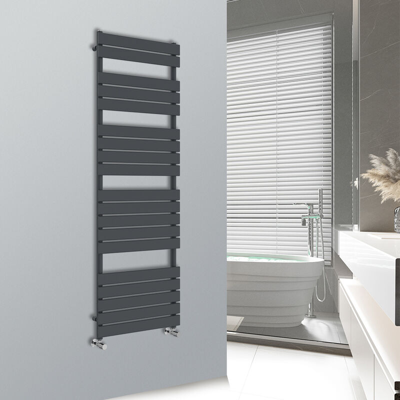 WarmeHaus Flat Panel Anthracite Bathroom Heated Towel Rail Ladder Radiator Warmer 1800x600mm