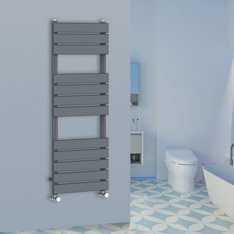 WarmeHaus Flat Panel Bathroom Heated Towel Rail Radiator Ladder Anthracite 1200x450mm