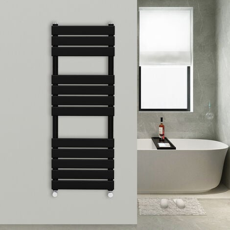 WarmeHaus Flat Panel Bathroom Heated Towel Rail Radiator Ladder Black 1200x450mm