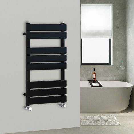 WarmeHaus Flat Panel Bathroom Heated Towel Rail Radiator Ladder Black 800x450mm