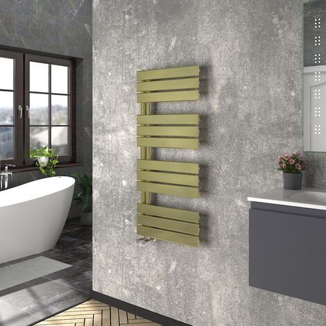 WarmeHaus Heated Towel Radiator Flat Panel Brushed Brass 1126x500
