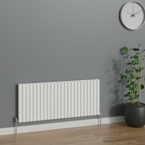 WarmeHaus Horizontal Oval Double Panel White Radiator 600x1416mm