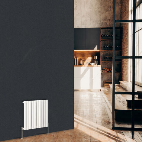 Warmehaus Horizontal Oval Panel Single Radiator White 600 x 591mm